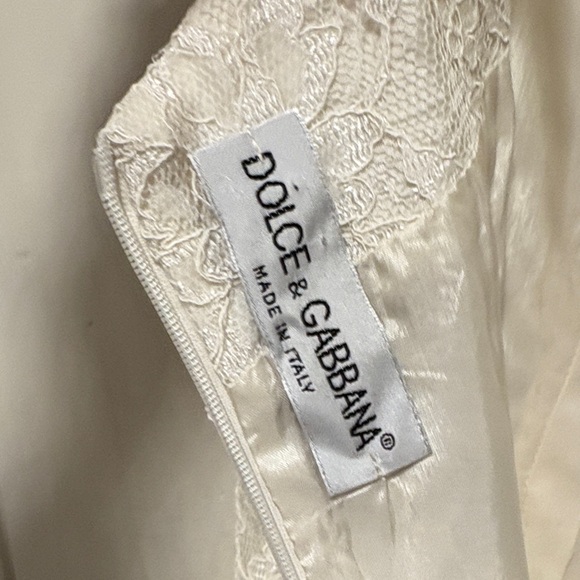 Vintage 90s  Dolce & Gabbana Elegant White Lace Wedding Ceremony Dress 40 - Picture 9 of 12